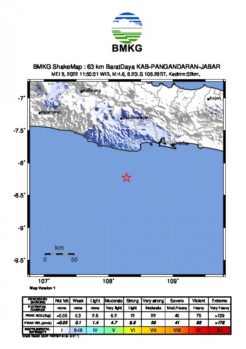 Gempa Hari Ini: Magnitudo 4.6 Guncang Cilacap, Terasa hingga Pangandaran